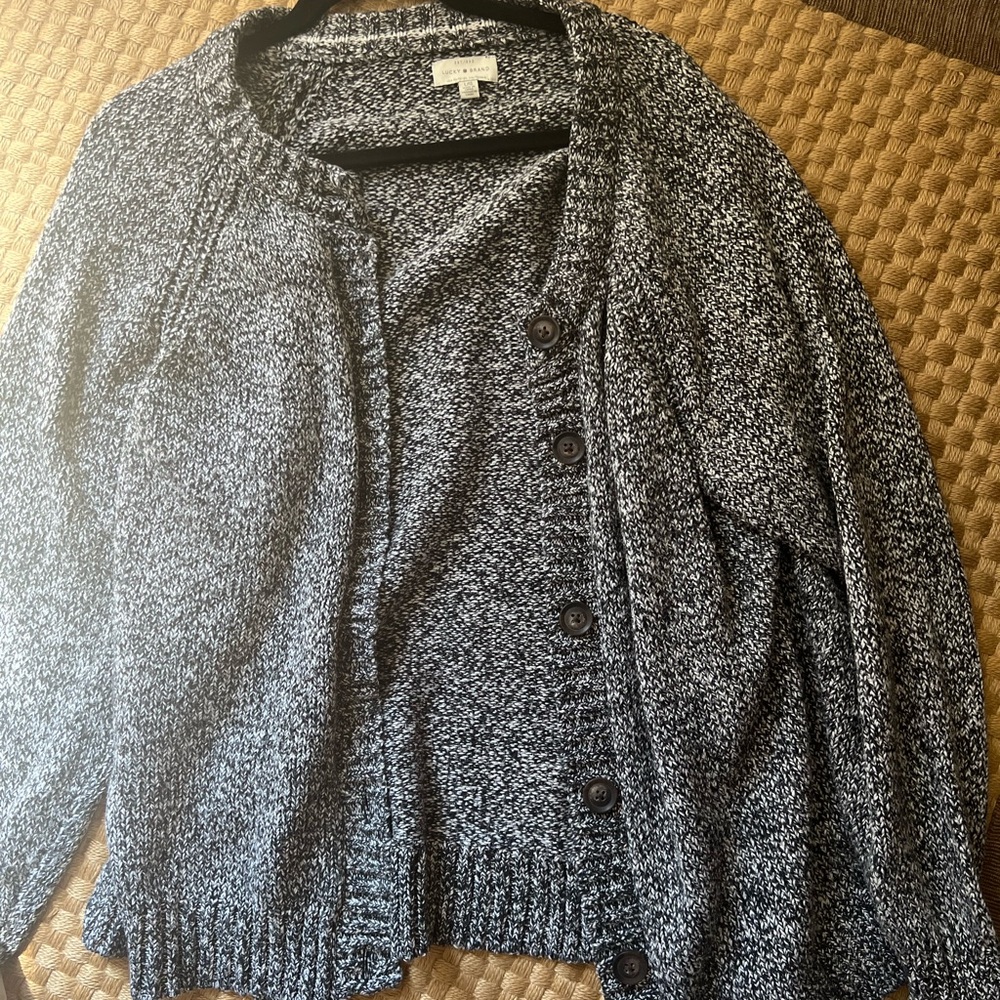 Lucky Brand Heather Gray Button Up Cardigan Sweater
